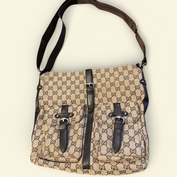 Authentic Gucci GG Canvas Messenger Bag Brown Crossbody - Picture 1 of 7
